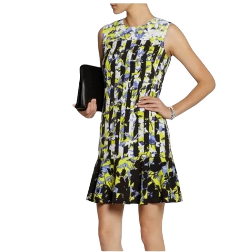 Peter Pilotto for Target Yellow Navy Floral Print Sleeveless Shift Dress Size M